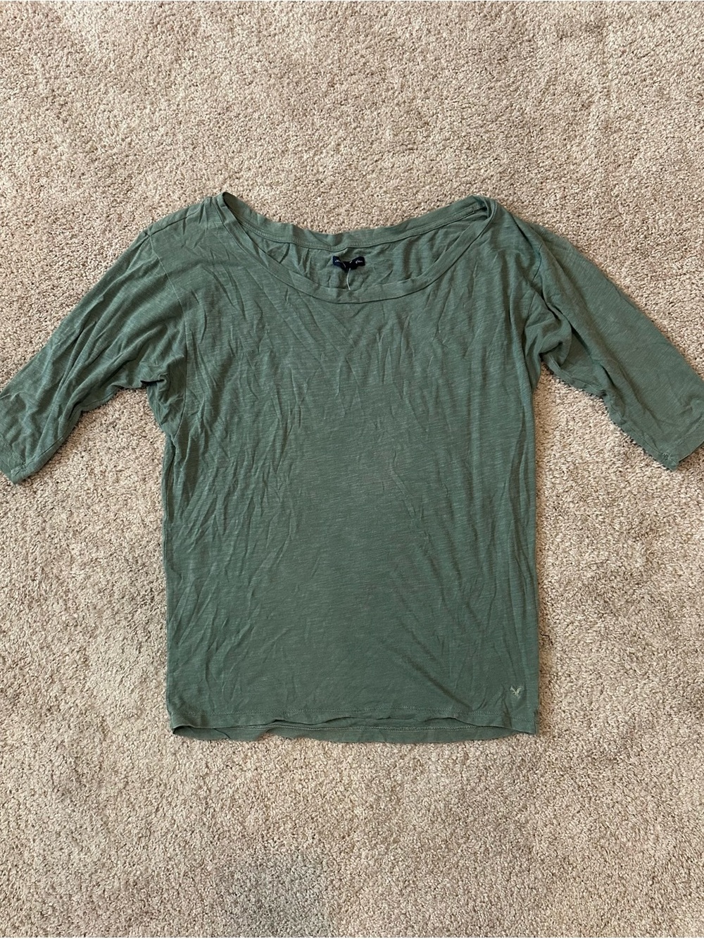 American Eagle Women's Scoop Neck Tee - Olive Green